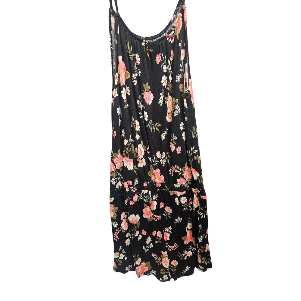 Lascana for Venus Womens Black Floral Spaghetti Strap Romper Size M LKZ 40381
